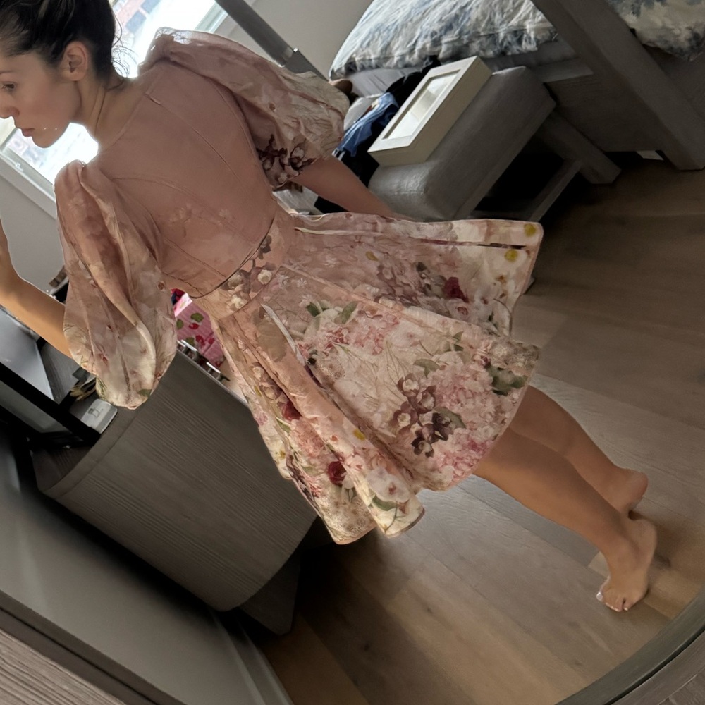 Zimmermann Blush Garden floral mini dress size 4 - Picture 8 of 10